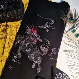Oversized Embroidery cotto T- Shirt